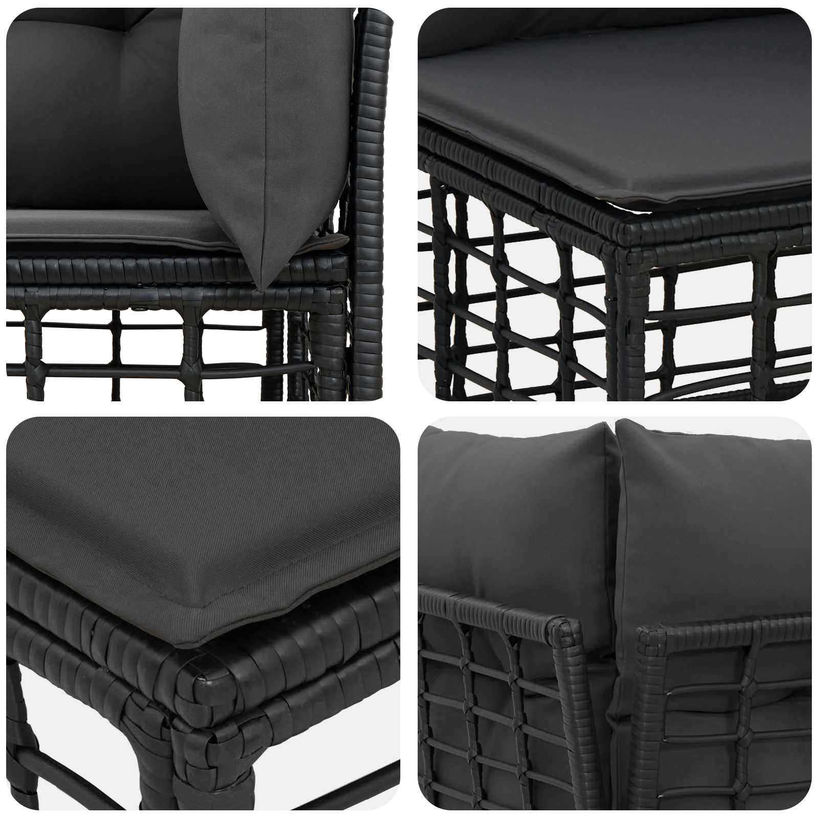 Outdoor-Sofagarnitur 7 pcs Schwarz und Dunkelgrau Polyester