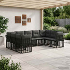 Outdoor-Sofagarnitur Schwarz und Dunkelgrau Polyester