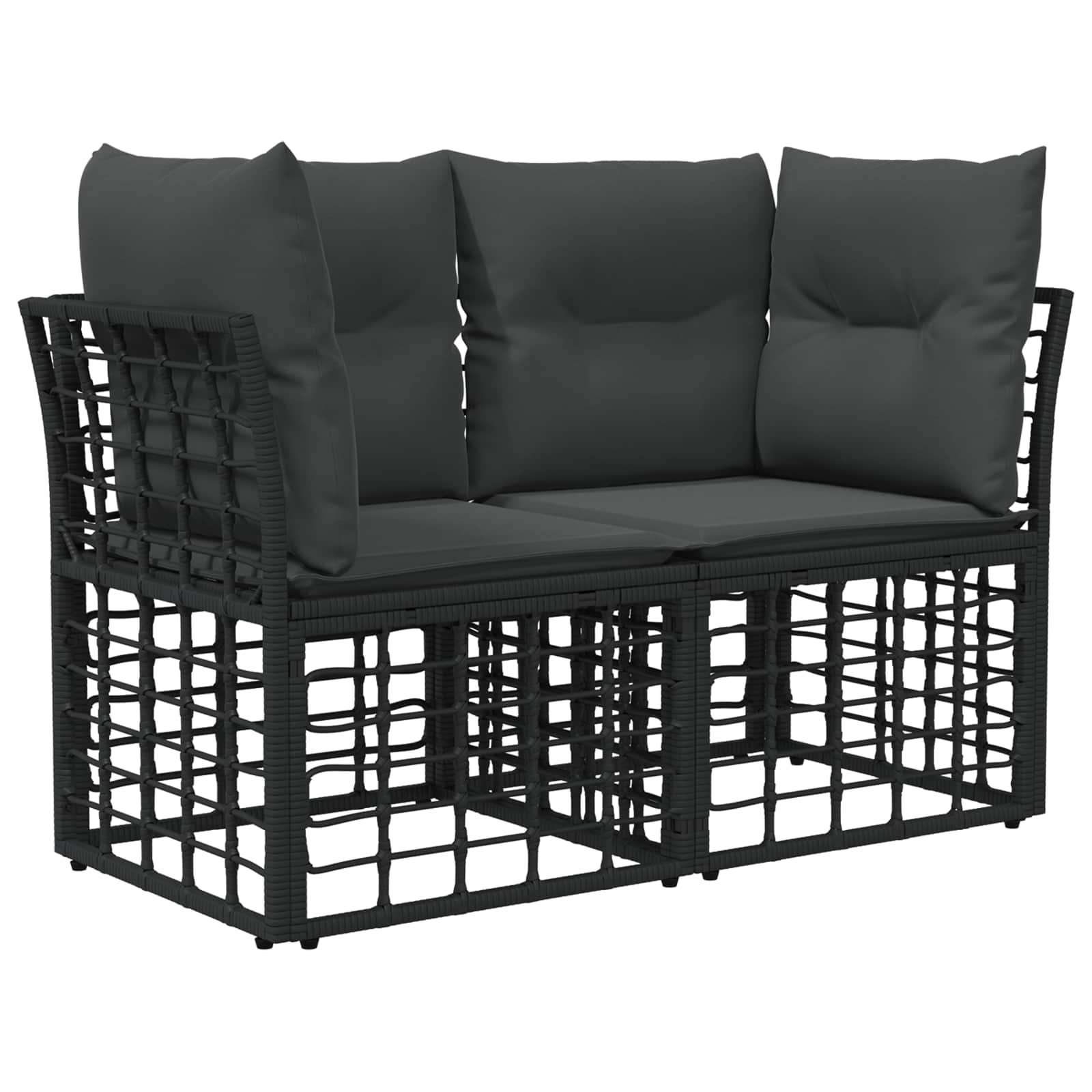 Outdoor-Sofagarnitur Schwarz und Dunkelgrau Polyester