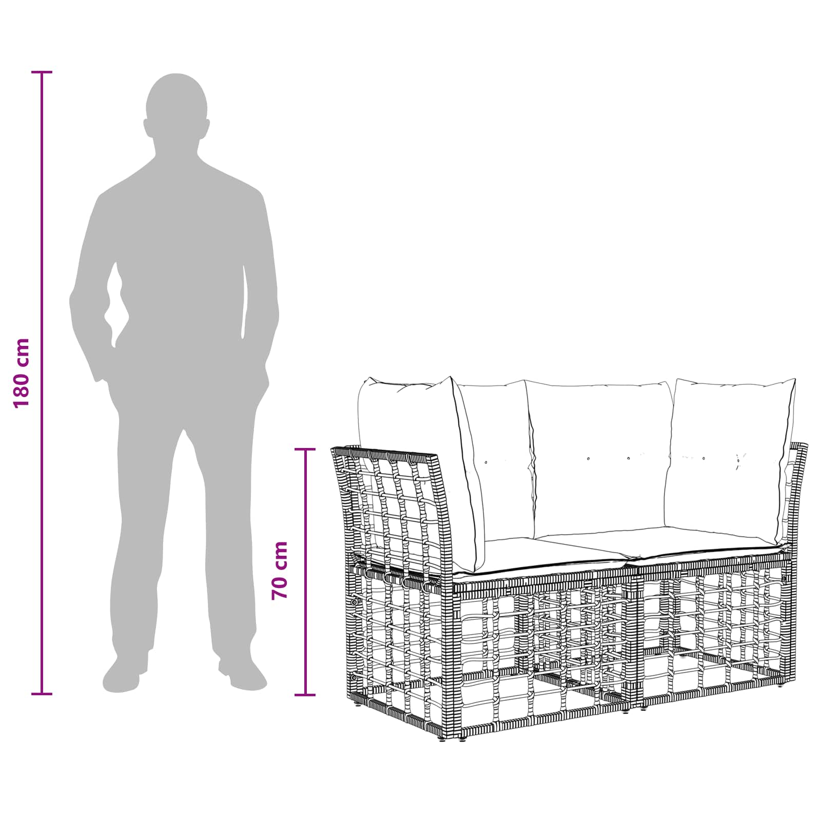 Outdoor-Sofagarnitur Schwarz und Dunkelgrau Polyester