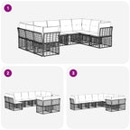 Outdoor-Sofagarnitur Schwarz und Dunkelgrau Polyester