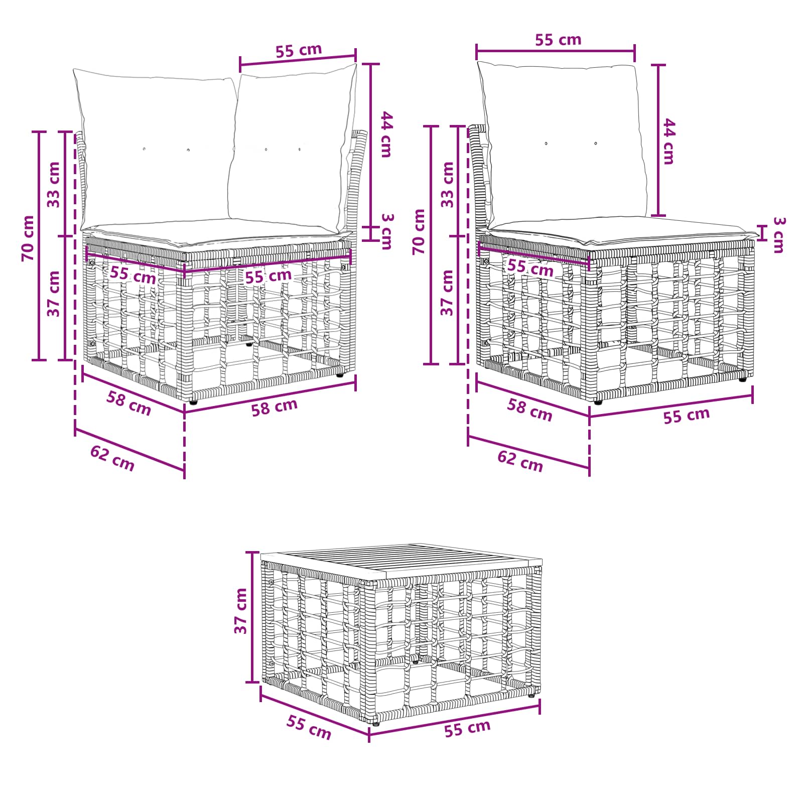 Outdoor-Sofagarnitur 10 pcs Natürlich und Cremweiß Polyester