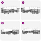Outdoor-Sofagarnitur 10 pcs Natürlich und Cremweiß Polyester
