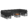 Outdoor-Sofagarnitur 11 pcs Schwarz und Dunkelgrau Polyester