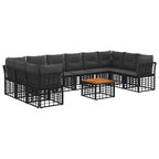 Outdoor-Sofagarnitur 11 pcs Schwarz und Dunkelgrau Polyester