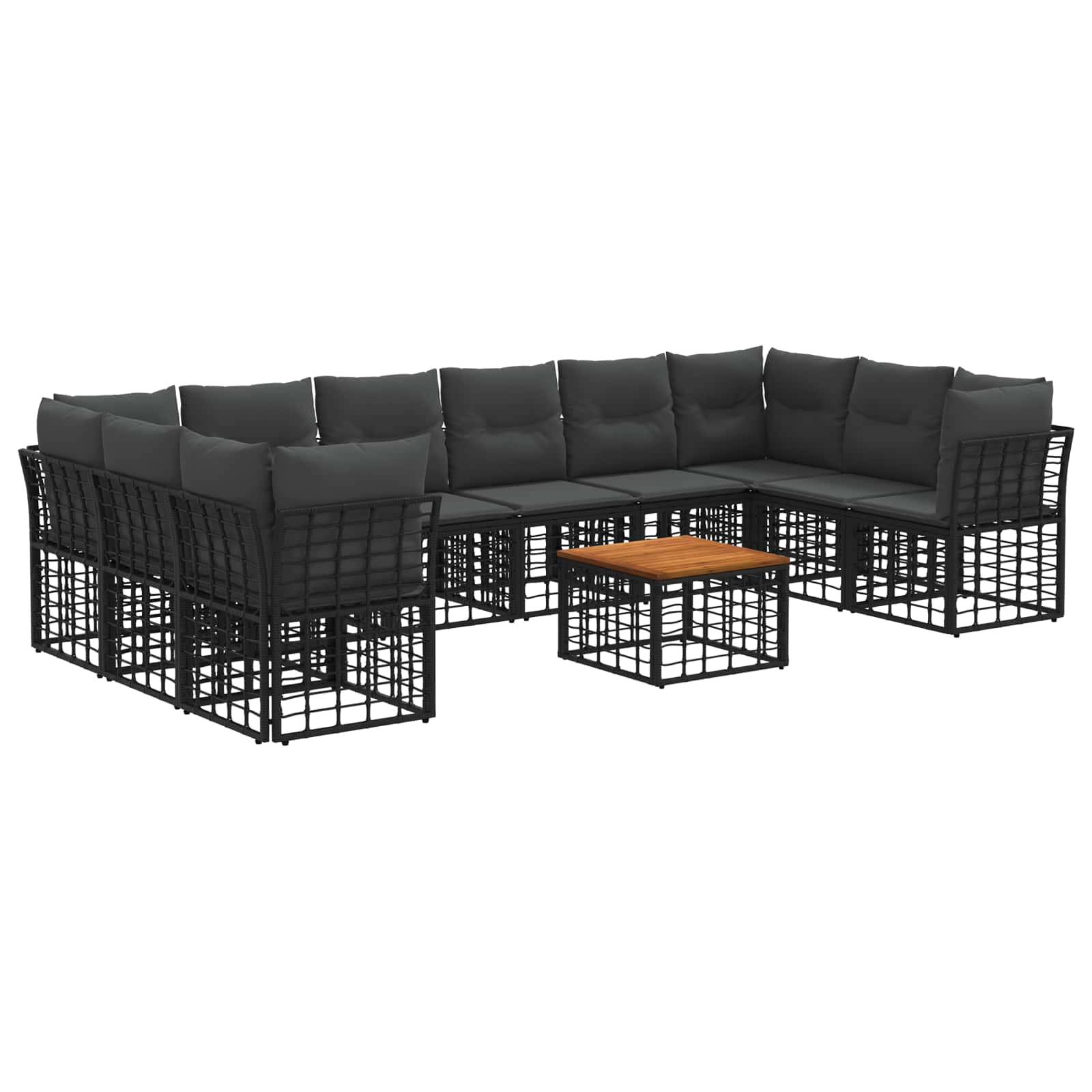 Outdoor-Sofagarnitur 11 pcs Schwarz und Dunkelgrau Polyester