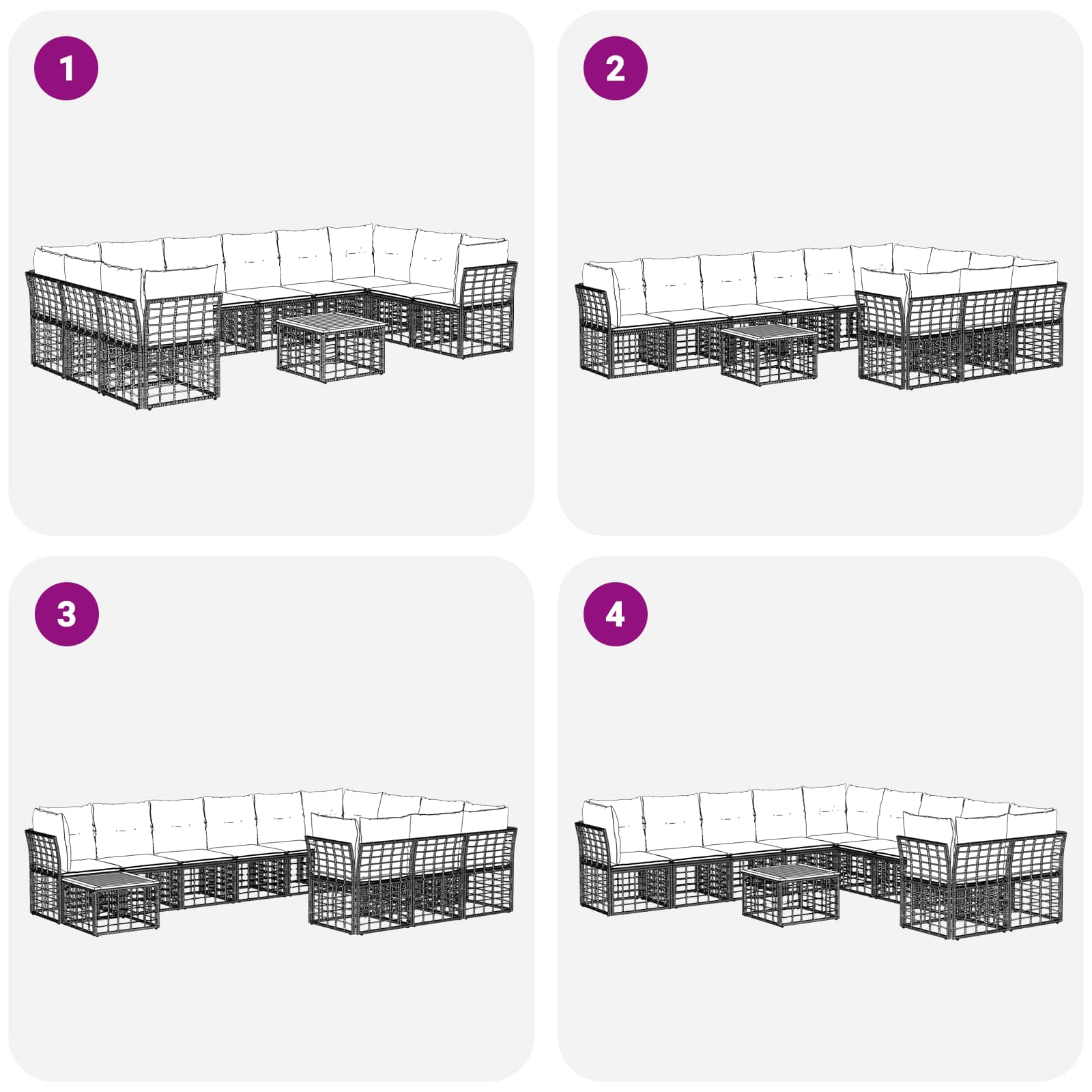 Outdoor-Sofagarnitur 11 pcs Schwarz und Dunkelgrau Polyester