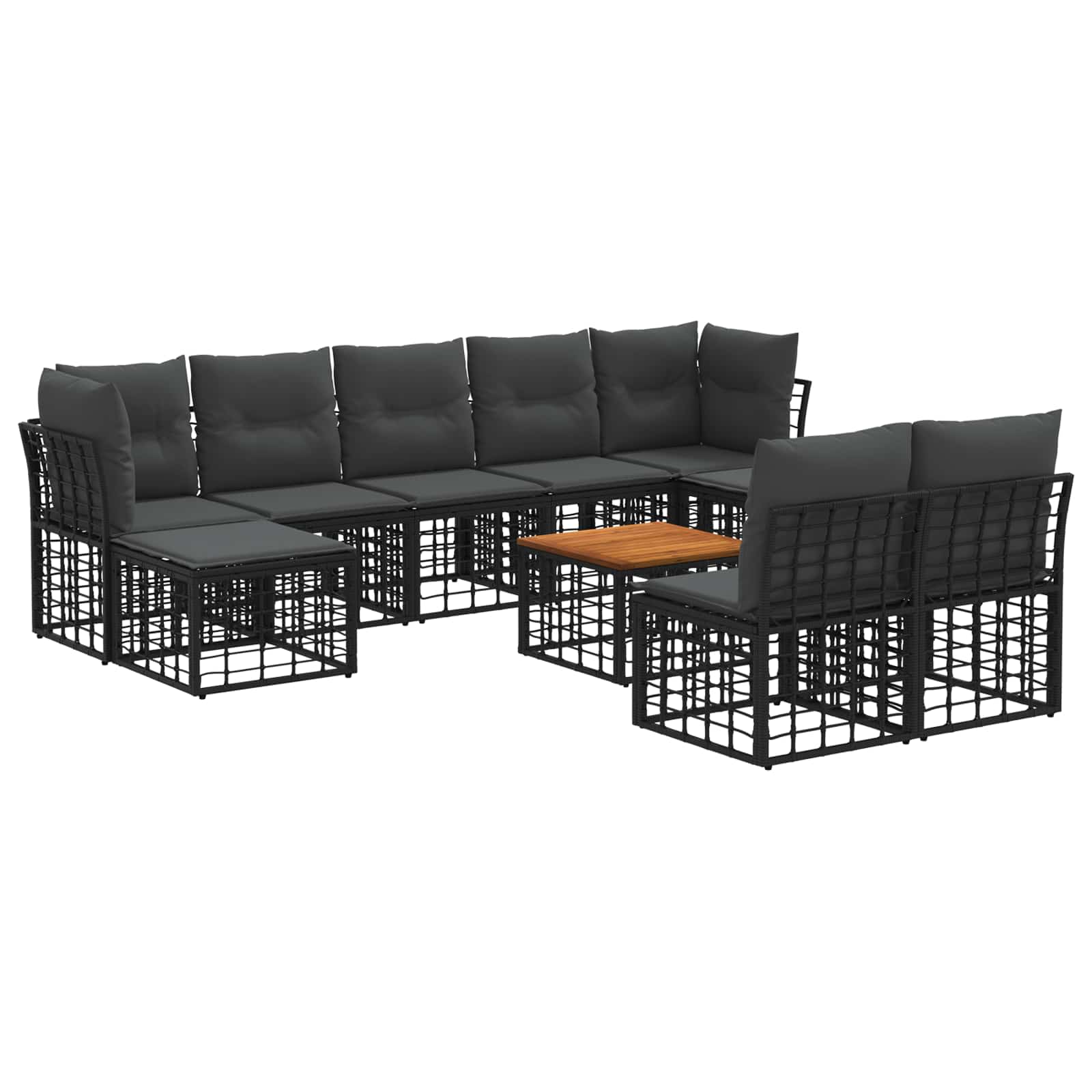 Outdoor-Sofagarnitur 10 pcs Schwarz und Dunkelgrau Polyester