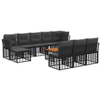 Outdoor-Sofagarnitur 11 pcs Schwarz und Dunkelgrau Polyester