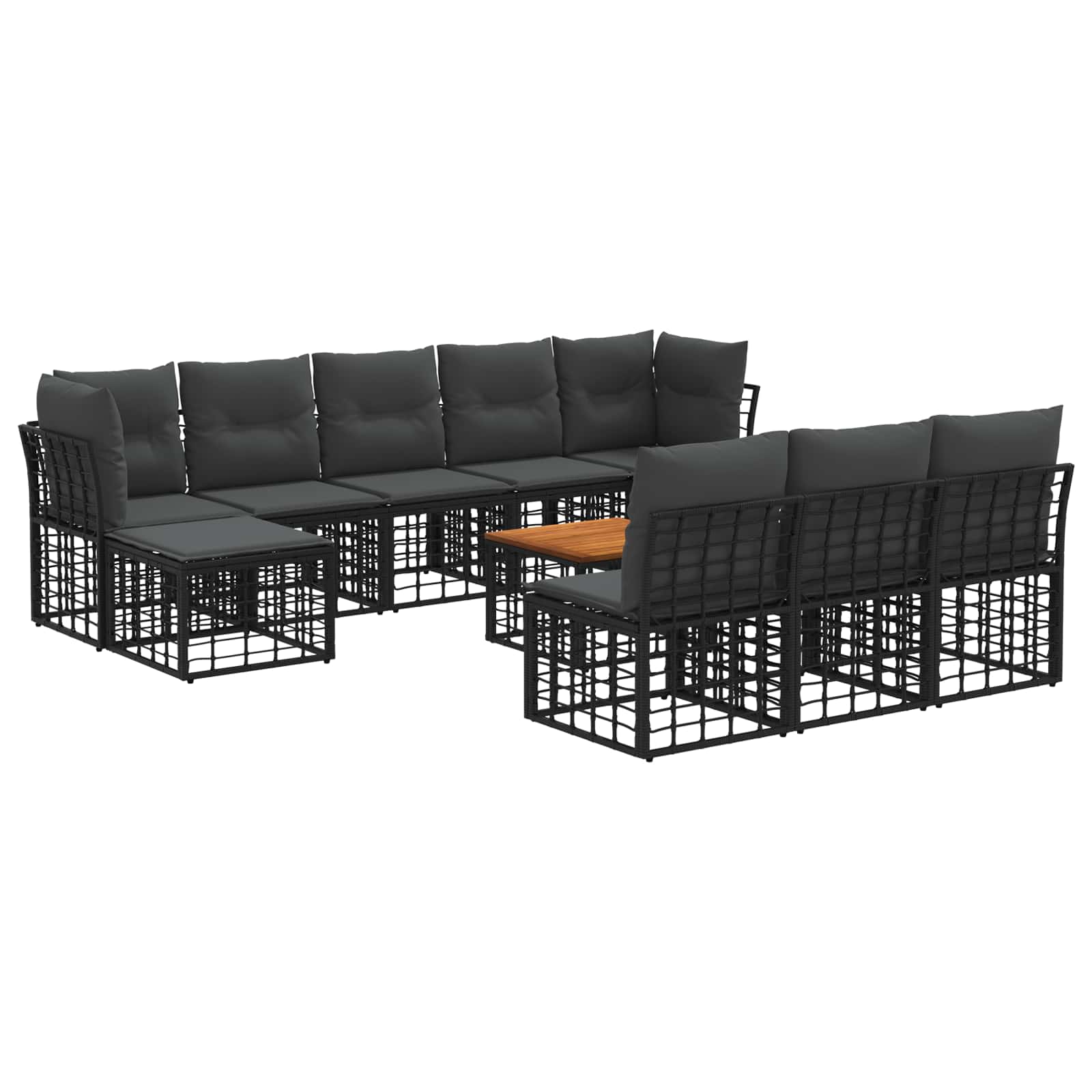 Outdoor-Sofagarnitur 11 pcs Schwarz und Dunkelgrau Polyester
