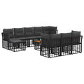 Outdoor-Sofagarnitur 11 pcs Schwarz und Dunkelgrau Polyester