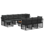 Outdoor-Sofagarnitur 11 pcs Schwarz und Dunkelgrau Polyester