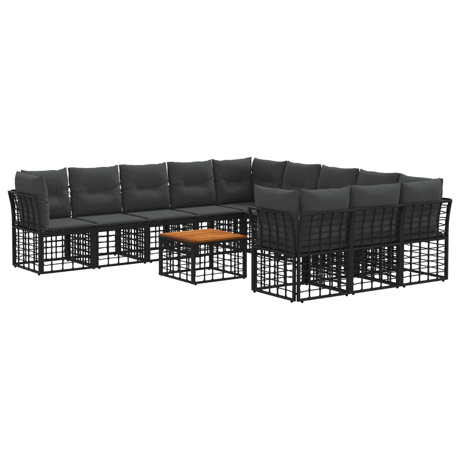 Outdoor-Sofagarnitur 12 pcs Schwarz und Dunkelgrau Polyester