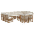 Outdoor-Sofagarnitur 13 pcs Natürlich und Cremweiß Polyester