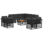 Outdoor-Sofagarnitur 12 pcs Schwarz und Dunkelgrau Polyester