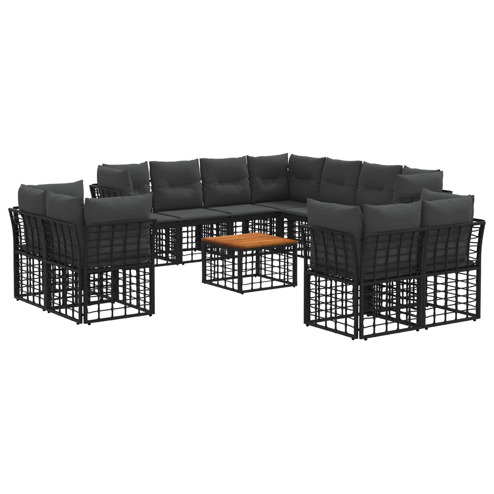 Outdoor-Sofagarnitur 12 pcs Schwarz und Dunkelgrau Polyester