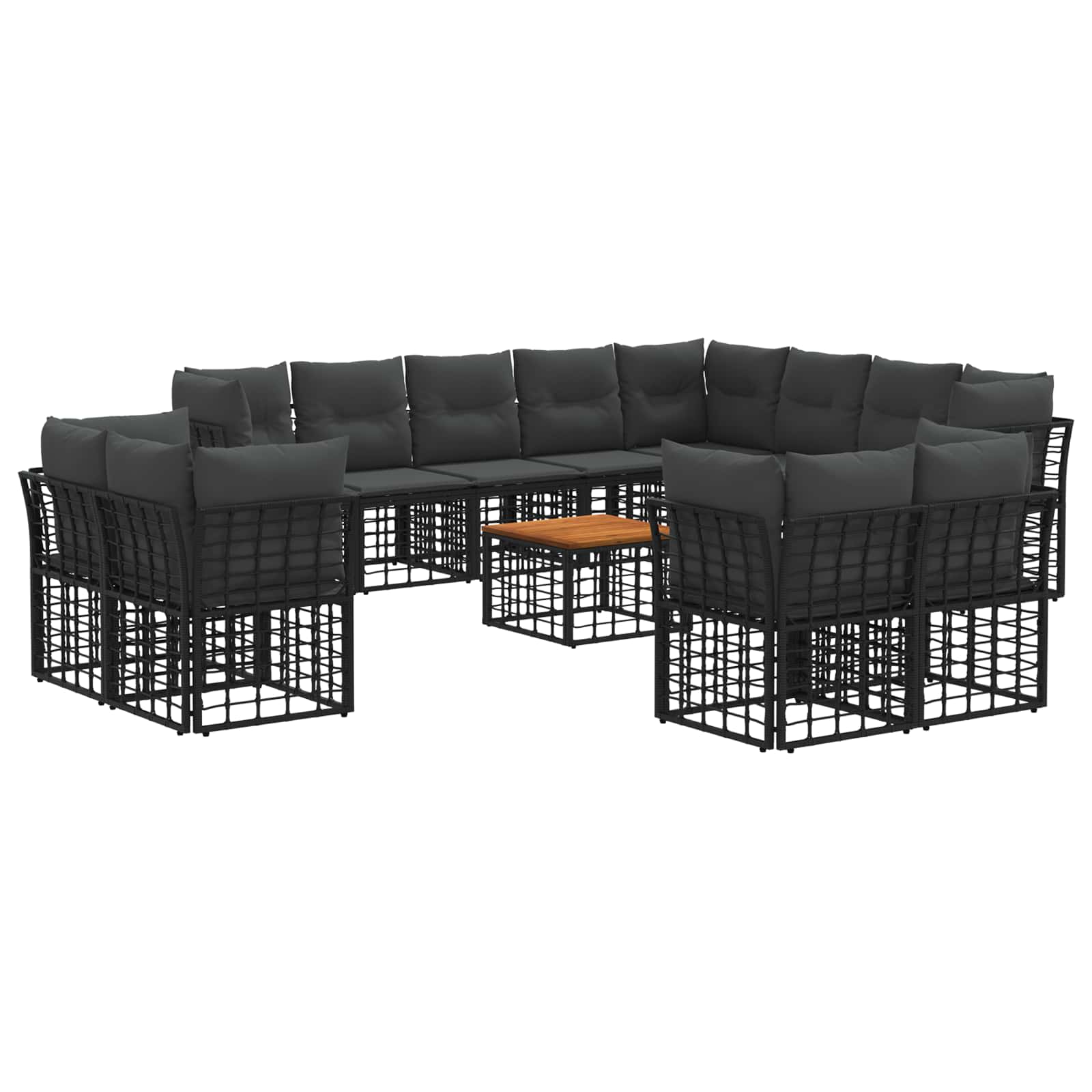 Outdoor-Sofagarnitur 13 pcs Schwarz und Dunkelgrau Polyester