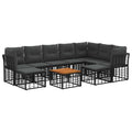 Outdoor-Sofagarnitur 10 pcs Schwarz und Dunkelgrau Polyester