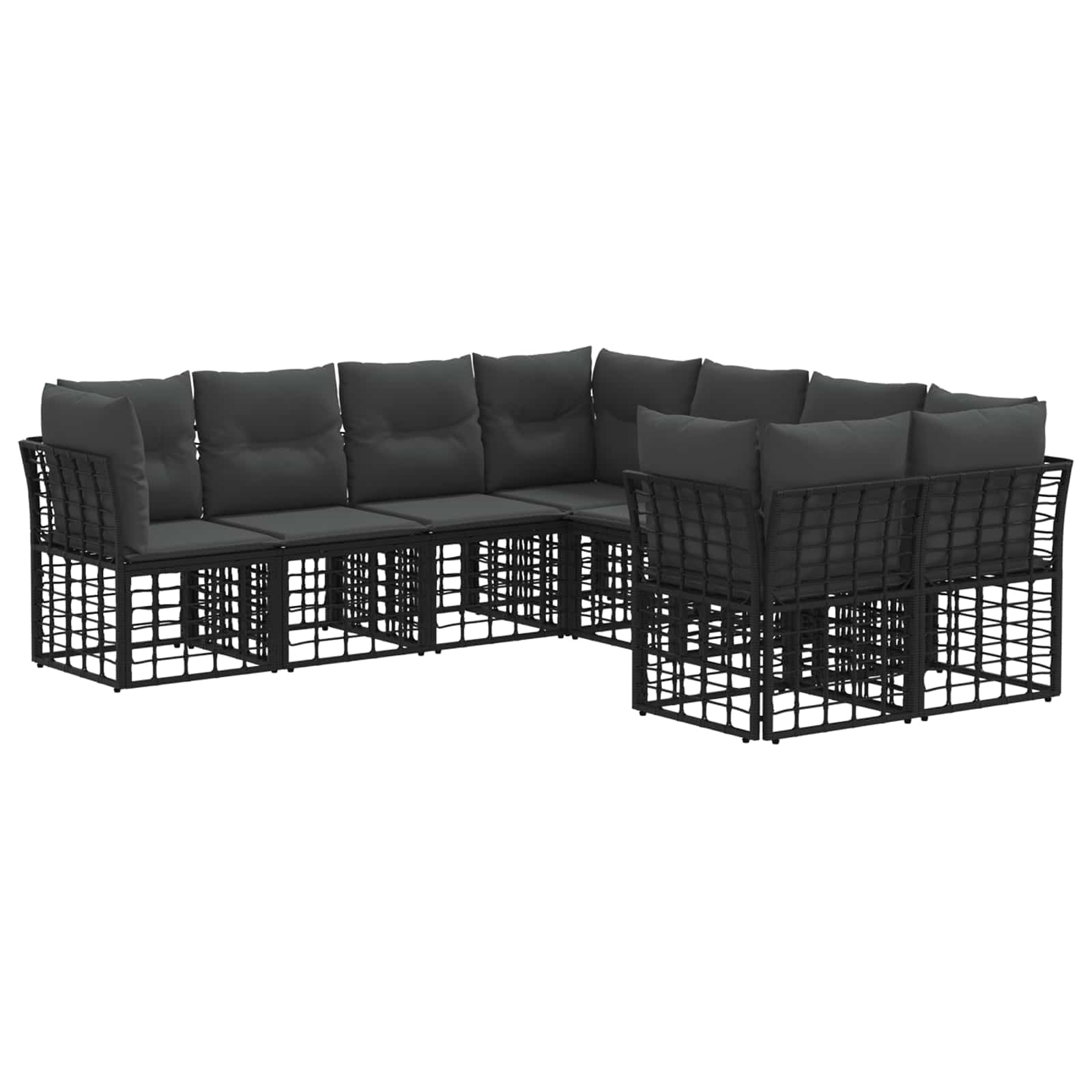 Outdoor-Sofagarnitur 8 pcs Schwarz und Dunkelgrau Polyester