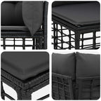 Outdoor-Sofagarnitur 11 pcs Schwarz und Dunkelgrau Polyester