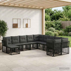 Outdoor-Sofagarnitur 11 pcs Schwarz und Dunkelgrau Polyester