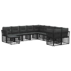 Outdoor-Sofagarnitur 11 pcs Schwarz und Dunkelgrau Polyester