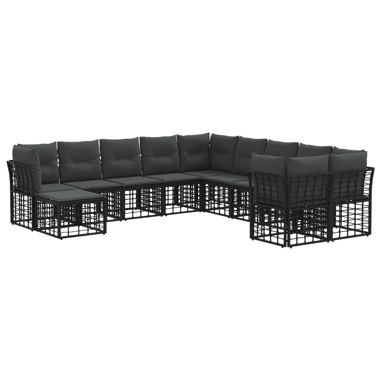 Outdoor-Sofagarnitur 11 pcs Schwarz und Dunkelgrau Polyester