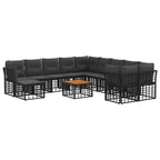 Outdoor-Sofagarnitur 12 pcs Schwarz und Dunkelgrau Polyester