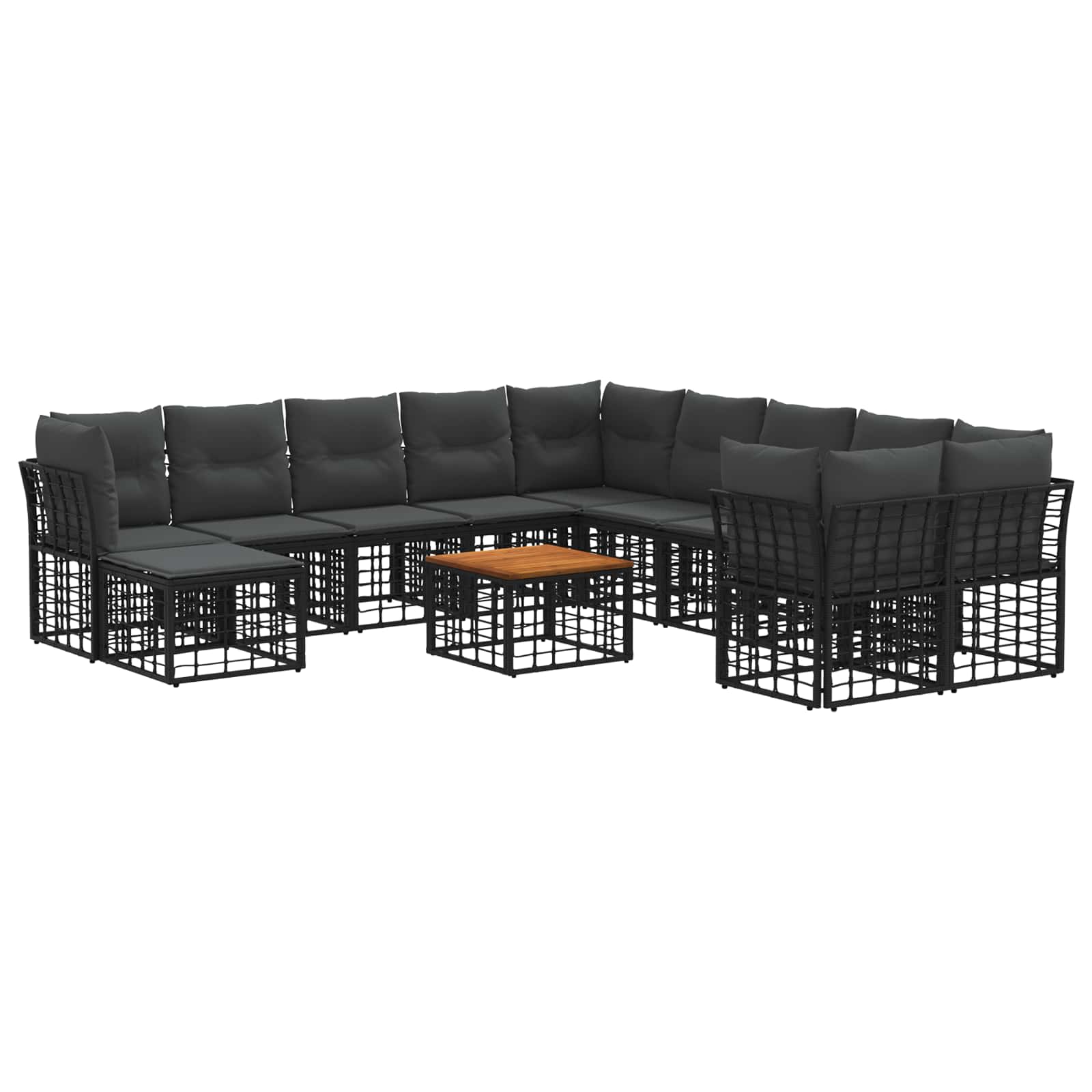 Outdoor-Sofagarnitur 12 pcs Schwarz und Dunkelgrau Polyester
