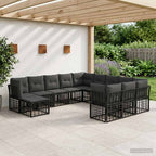 Outdoor-Sofagarnitur 12 pcs Schwarz und Dunkelgrau Polyester