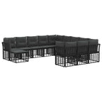 Outdoor-Sofagarnitur 12 pcs Schwarz und Dunkelgrau Polyester