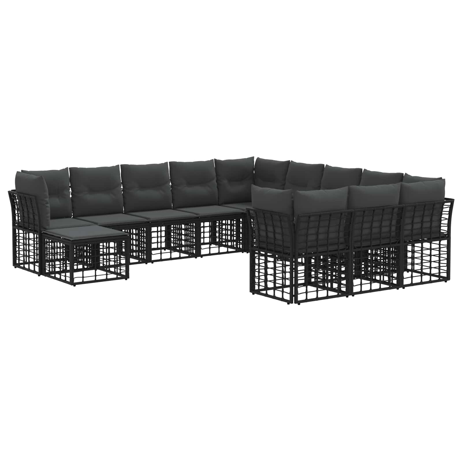 Outdoor-Sofagarnitur 12 pcs Schwarz und Dunkelgrau Polyester