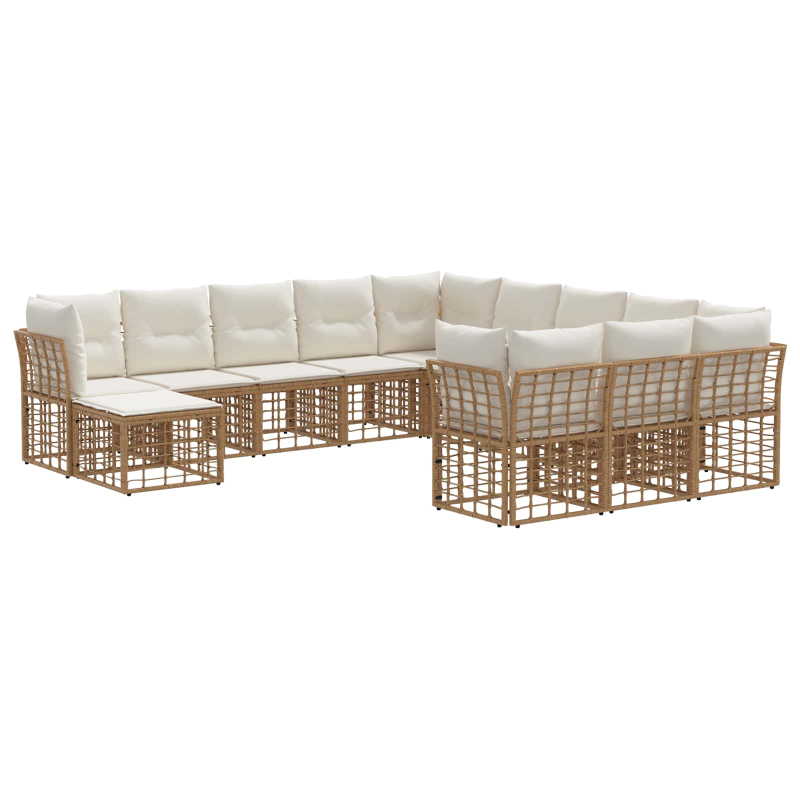 Outdoor-Sofagarnitur 12 pcs Natürlich und Cremweiß Polyester