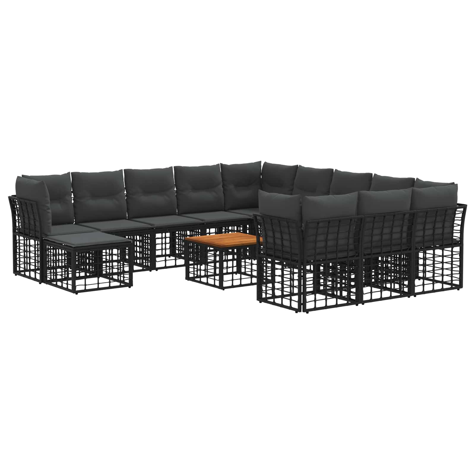 Outdoor-Sofagarnitur 13 pcs Schwarz und Dunkelgrau Polyester
