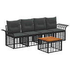 Outdoor-Sofagarnitur 5 pcs Schwarz und Dunkelgrau Polyester