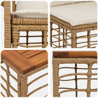 Outdoor-Sofagarnitur 5 pcs Natürlich und Cremweiß Polyester