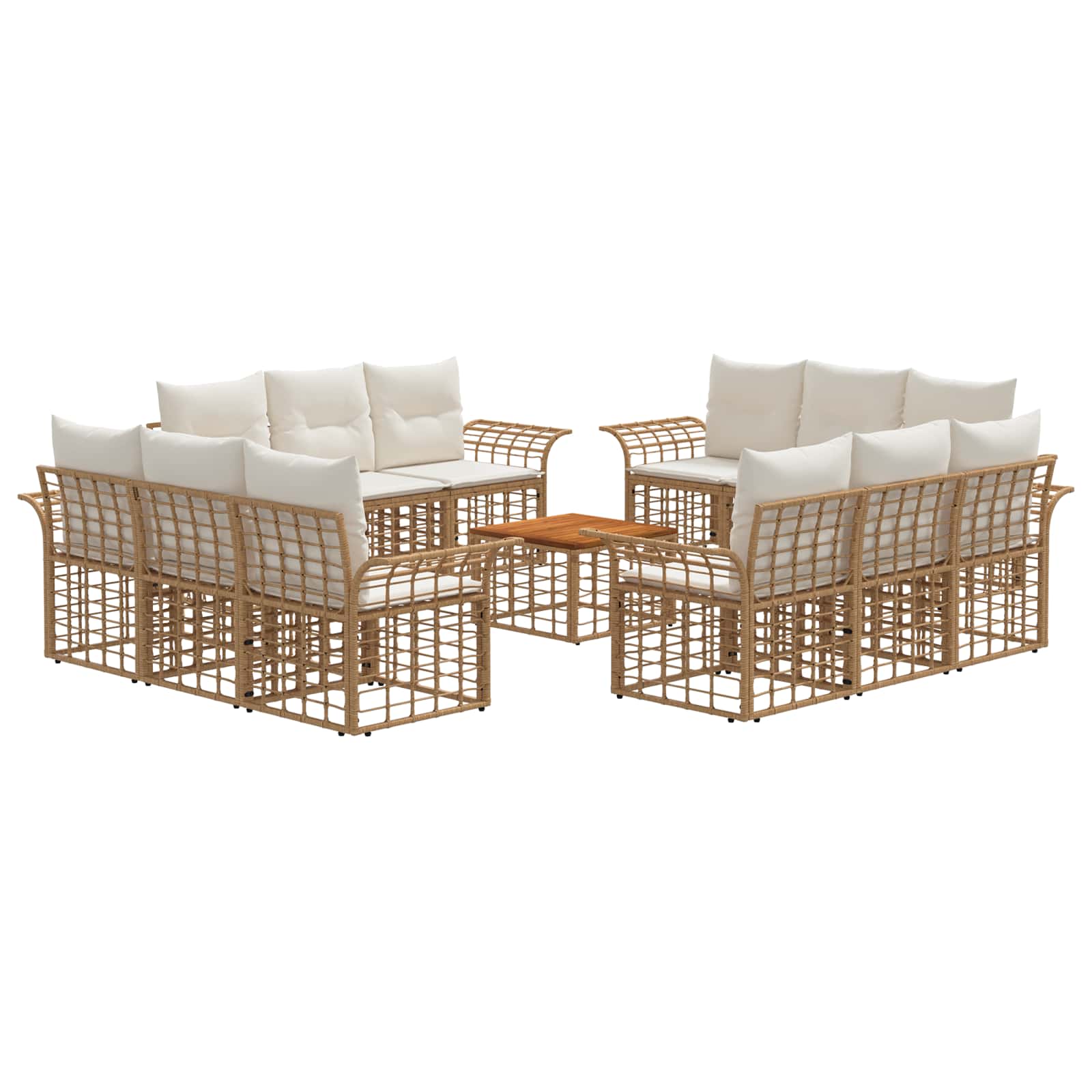 Outdoor-Sofagarnitur 13 pcs Natürlich und Cremweiß Polyester