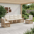 Outdoor-Sofagarnitur 6 pcs Natürlich und Cremweiß Polyester