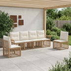 Outdoor-Sofagarnitur 6 pcs Natürlich und Cremweiß Polyester
