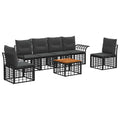 Outdoor-Sofagarnitur 7 pcs Schwarz und Dunkelgrau Polyester