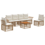 Outdoor-Sofagarnitur 7 pcs Natürlich und Cremweiß Polyester