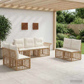 Outdoor-Sofagarnitur 7 pcs Natürlich und Cremweiß Polyester