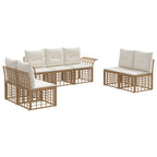 Outdoor-Sofagarnitur 7 pcs Natürlich und Cremweiß Polyester