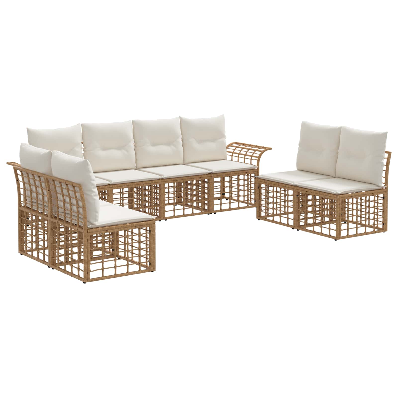 Outdoor-Sofagarnitur 8 pcs Natürlich und Cremweiß Polyester