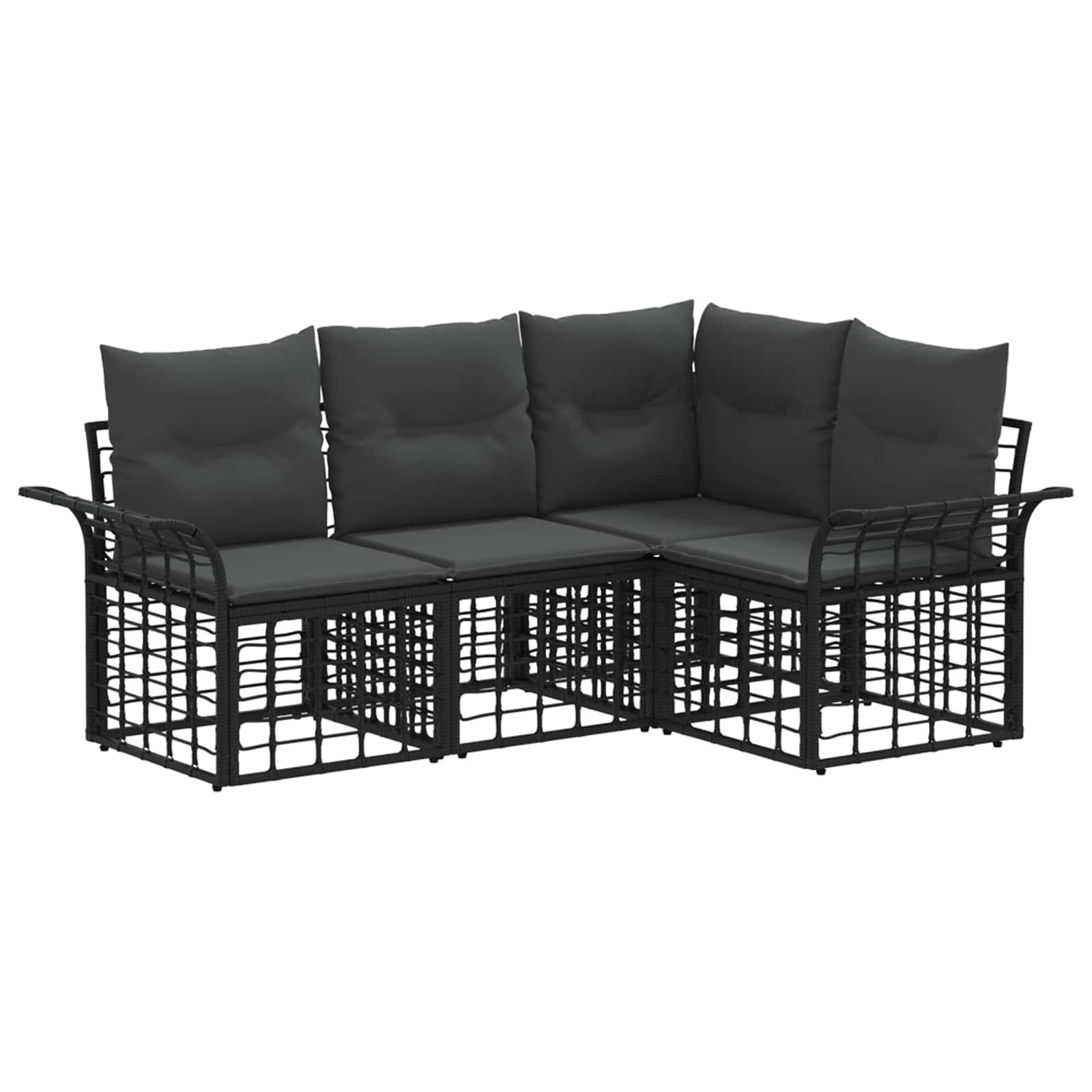 Outdoor-Sofagarnitur 4 pcs Schwarz und Dunkelgrau Polyester