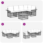 Outdoor-Sofagarnitur 6 pcs Schwarz und Dunkelgrau Polyester