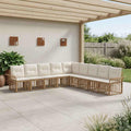Outdoor-Sofagarnitur 9 pcs Natürlich und Cremweiß Polyester