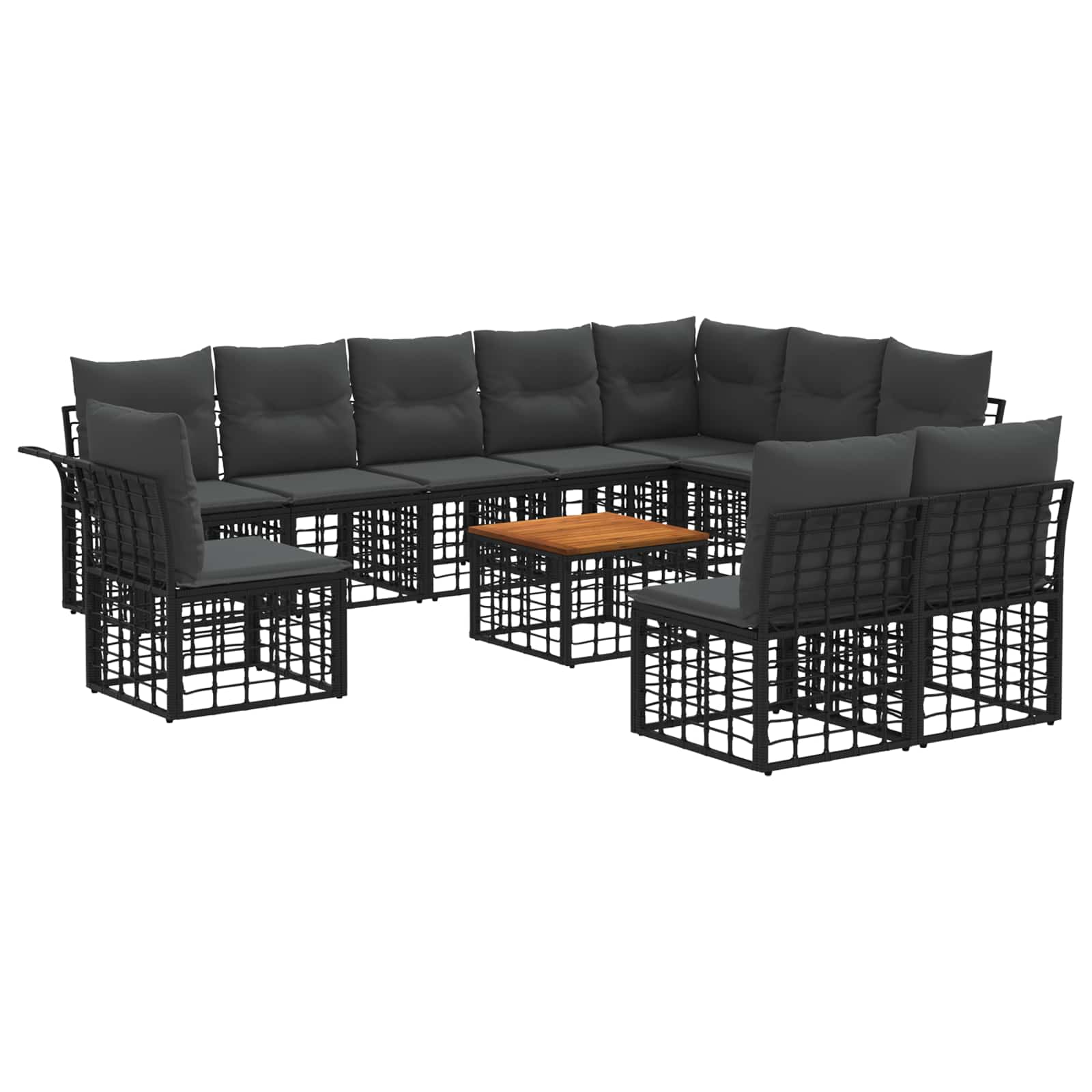 Outdoor-Sofagarnitur 11 pcs Schwarz und Dunkelgrau Polyester