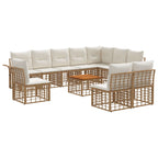 Outdoor-Sofagarnitur 11 pcs Natürlich und Cremweiß Polyester