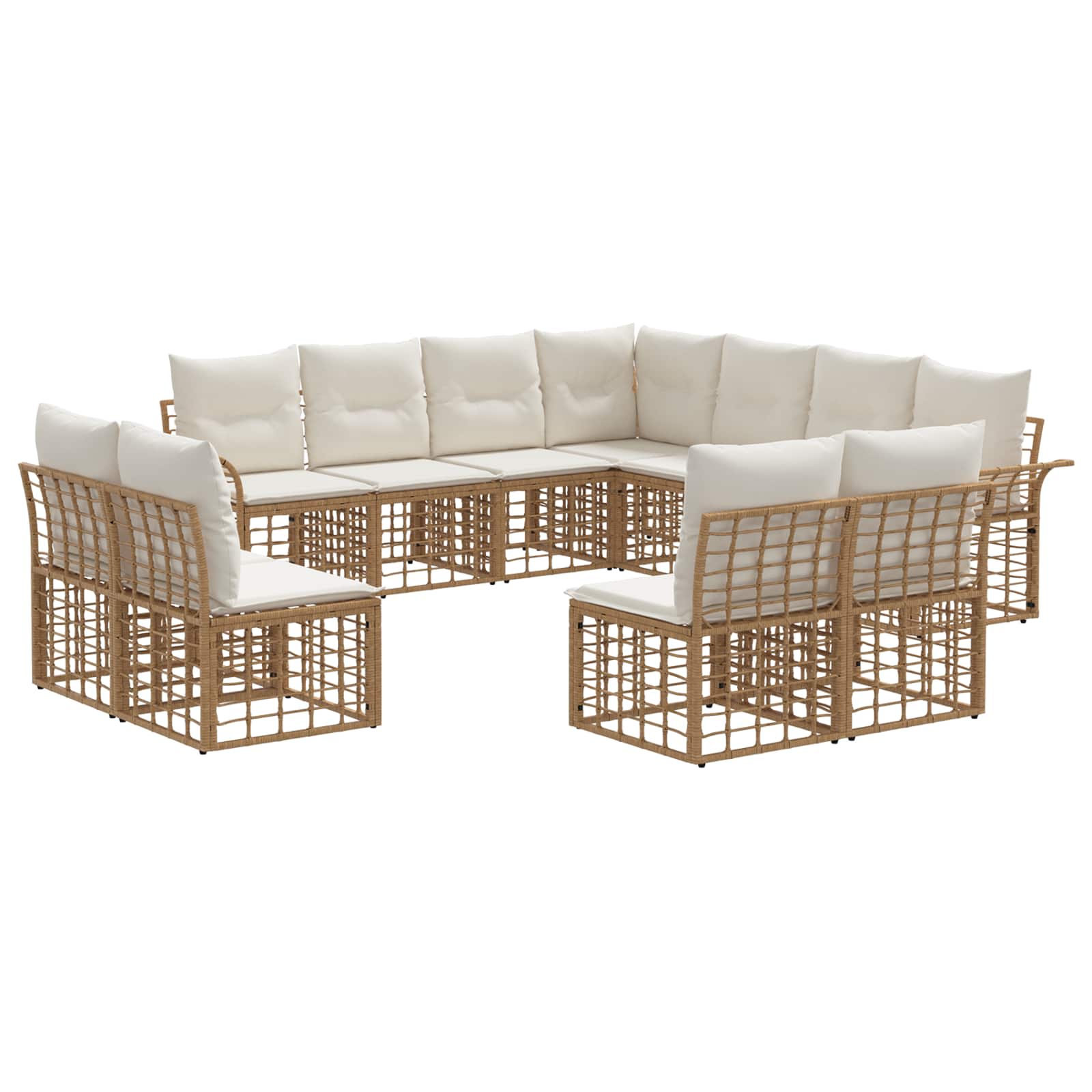 Outdoor-Sofagarnitur 11 pcs Natürlich und Cremweiß Polyester